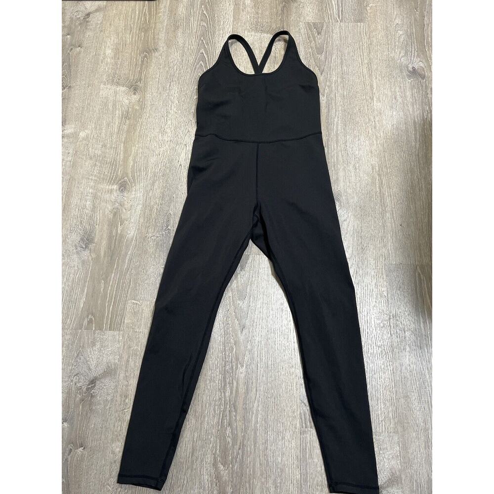 LOVESOFT Women's Sleevesless Bodysuit Dance Unitard Straps Yoga XL Black EUC